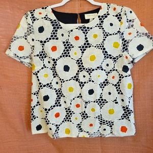 Harlyn for Anthro Primary Color Floral Crochet Top Vintage Inspired